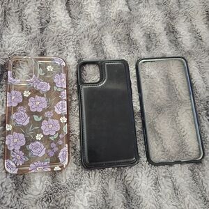 Floral, Transparent, and Black Wallet Phone Case Set